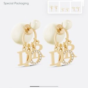 Dior Gold and Cream Logo Earrings